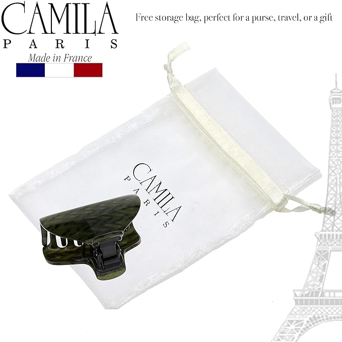 Camila Paris CP3260 French Hair Clip for Women for Long Curly Wavy Hair, Green, Girls Hair Claw Clips Jaw Fashion Styling Hair Accessories for Women, Strong Hold No Slip Grip, Made in France