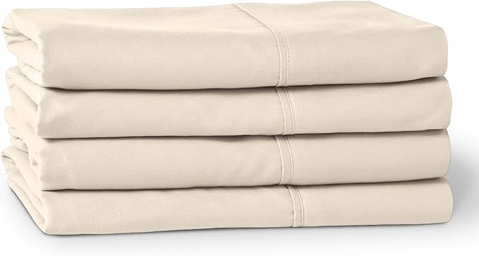 Bare Home Microfiber Bulk Pillow Cases - Standard/Queen Size Set of 4 - Cooling Pillowcases - Double Brushed - Sand Pillowcases 4 Pack - Easy Care (Standard - 4 Pack, Sand)