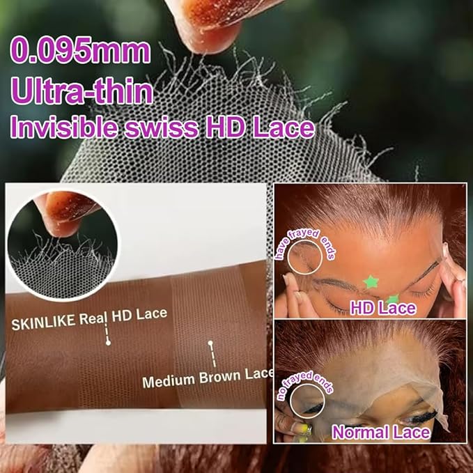 250% Density 36 Inch 13x6 FULL SKINLIKE HD Chocolate Brown Deep Curly lace front wigs Pre Plucked Real 0.10mm Ultra-thin Invisible Water Wave HD Lace Front Wigs Human Hair Small Knots Full Virgin Hair