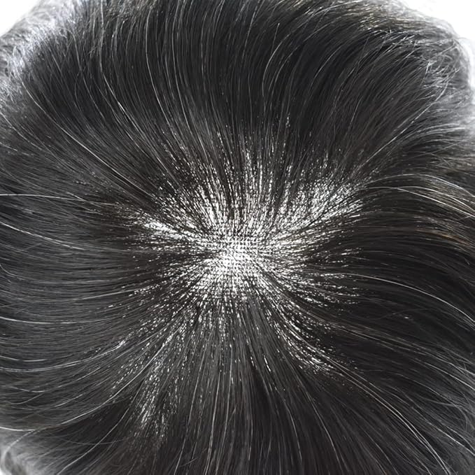 Toupee For Men Swiss Lace Hair System For Mens ToupeeL Human Hair Lace Hair Piece For Mens Toupee Hair Units 8X10#1B Off Black 120% Density