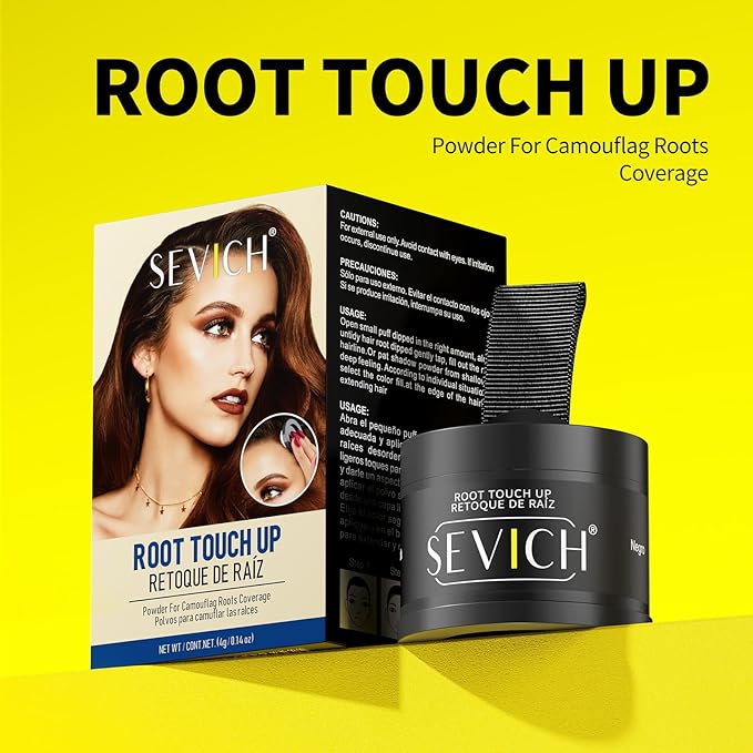 Sevich Hairline Powder - Root Touch Up Instantly Hair Color for Thinning Gray Coverage - Bald Spot Concealing Hair Powder for Women & Men - 48Hour Waterproof & Sweatproof - Auburn