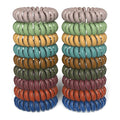 Teqifu18 Pack Hair Elastics, No Crease Spiral Hair Ties Hair Bands Matte Color Waterproof Phone Cord Hair Scrunchies Hair Coils Accessories for Women Girls