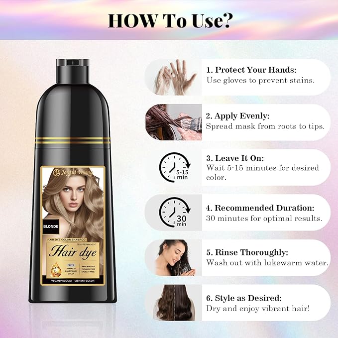 Natural Hair Dye Shampoo 3 IN 1, Hair Color for Gray Hair Coverage, Hair Coloring Shampoo for Women, Color Shampoo Beard Dye for Men, Vegan Ammonia Free Hair Shampoo (MEDIUM BLONDE)