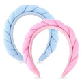 Spa Headbands for Women Skincare Headband for Washing Face Make Up Hair Band Terry Cloth Head Band Pink Blue Puffy Face Wash Headbands for Women Girls