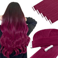 YoungSee Tape in Hair Extensions Magenta Tape in Extensions Human Hair Invisible Tapes Hair Extension Pinkish Red Tapeins Human-Hair Extension Short for Special Occasions 10Pcs 25G