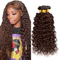 Color 4 Water Wave Human Hair Bundles Dark Brown Bundles 26 26 26 Inch Niegmeag Double Weft Virgin Remy Brown Wet and Wavy Bundle Hair Extensions For Woman