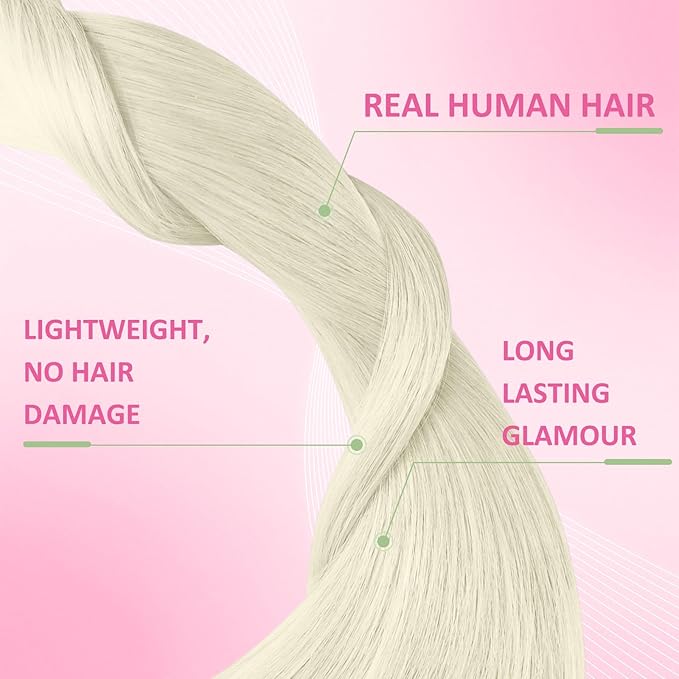 YoungSee Tape in Extensions Human Hair Platinum Blonde Tape in Hair Extensions Human Hair Tape in Extensions Real Human Hair Platinum Blonde 12Inch 30g Glue in Hair Extension for Women 20pcs