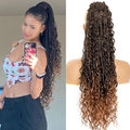 Drawstring Ponytail for Women 24 inch Boho Braids with Long Wavy Hair Ponytail Extension Clip in Synthetic Hair Extensions Ponytail for Daily Use (T1B/30#, 24 Inch)