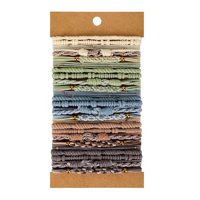 Boho hiar ties 25pcs Cute Bracelets for Thin and Thick Hair, Hair Accessories for girl or Women,Soft Dual-Use No-Damage Ties, Elastic bands，ponytail holders fo Mother's Valentine's Christmas day gift.