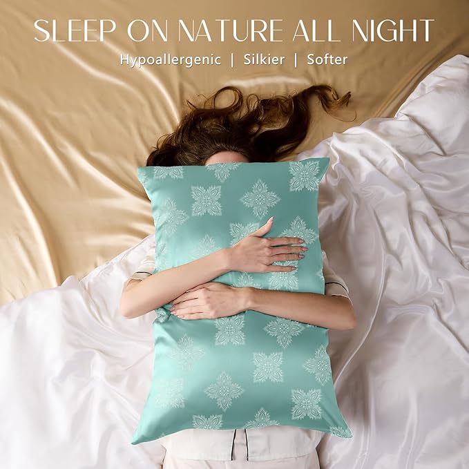 ZIMASILK 100% Pure Mulberry Silk Pillowcase for Hair and Skin Health, Soft and Smooth, Both Sides Premium Grade 6A Silk, 600 Thread Count, with Hidden Zipper, 1pc (Queen 20"x30", Mint Green)