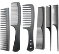 Professional Comb Set Black 6 Piece - Carbon Fiber Anti Static And Heat Resistant Comb-Fine and Wide Tooth Comb for Men and Women - Parting Teasing and Hair Styling