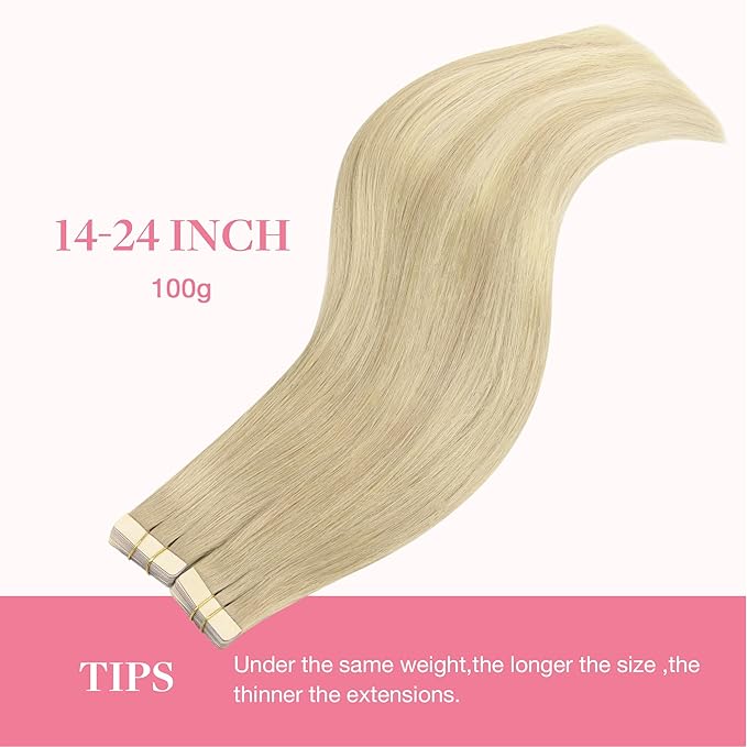 GOO GOO Tape in Hair Extensions Human Hair, 18ET90A Natural Blonde Balayage, 10inch 60g 40pcs, Skin Weft Seamless Invisible, Silky Straight with Thick Ends, Remy Human Hair