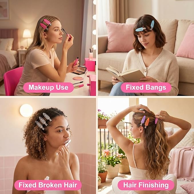 No Crease Hair Clips Makeup Pin Curl Clip Bulk 40Pcs Multicolor No Bend Dent Bang Creaseless Hair Clips for Makeup Application Bangs Hairpin Setting Pins Clip for Women Styling (Beige)