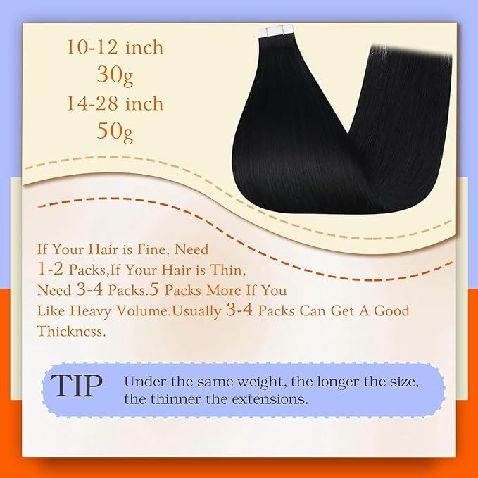 Full Shine Tape ins Human Hair Extensions 22Inch Black Remy Hair Extension Real Human Hair Seamless Skin Weft for Long Extension 20Pcs 50G Tape in Double Sided Tapes for Wedding Add Length