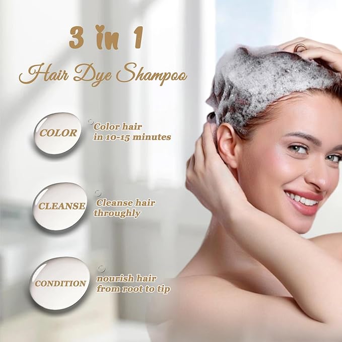Brown Hair Dye Shampoo, Hair Color Shampoo for Women Men, Long Lasting Brown Hair Dye, Champu Para Pintar el Cabello, Colors in Minutes, Easy to Use, 16.90 Fl