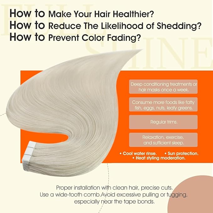 Full Shine White Blonde Human Hair Tape in Extensions Tape in Human Hair Extensions Invisible Skin Weft Natural Straight Extension Lightweight 22Inch Instant Volume Boost 50G 20Pcs