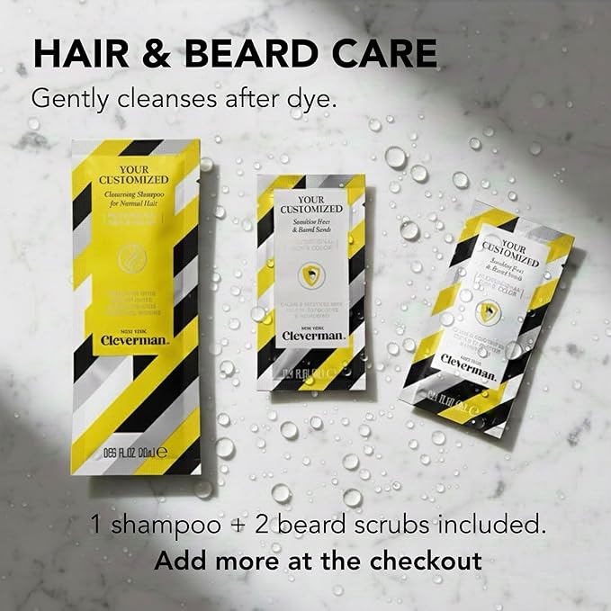 2X Pack Cleverman Hair & Beard Dye Kit for Men, All-in-One Reusable Mens Hair Color, Natural Gray Coverage, Ammonia-Free Beard Mustache Dye for Men (Jet Black)