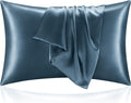 BEDELITE Satin Pillowcase for Hair and Skin, Super Soft and Cooling Similar to Silk Pillow Cases 2 Pack with Envelope Closure, Gift for Women Men(20"x40" King Size, Bluesteel)