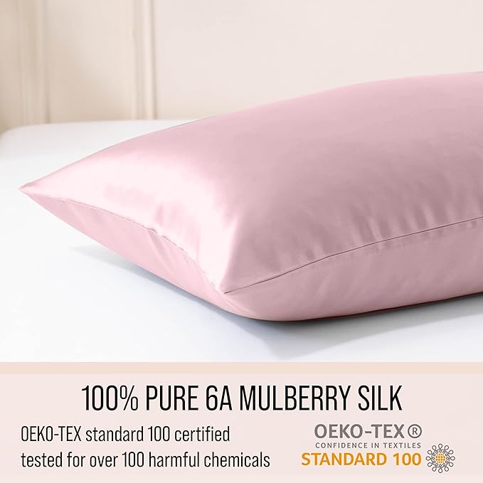Bella Coterie Luxury Silk Pillowcase for Hair and Skin | 30 Momme | 100% Pure 6A Mulberry Silk | Super Soft | Perfectly Plush [King, Pink Peony]