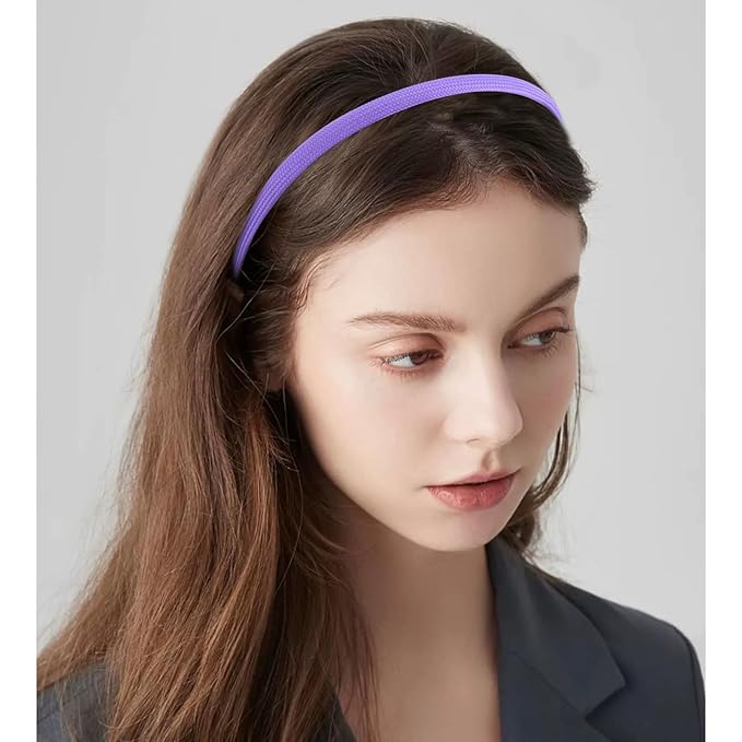 12Pcs Thin Headbands For Women Girls No Headache Pressure Comfortable Headbands for Women Non Slip Fabric Skinny Narrow Hairbands Head Bands for Women's Hair Accessories (Multi-colored)