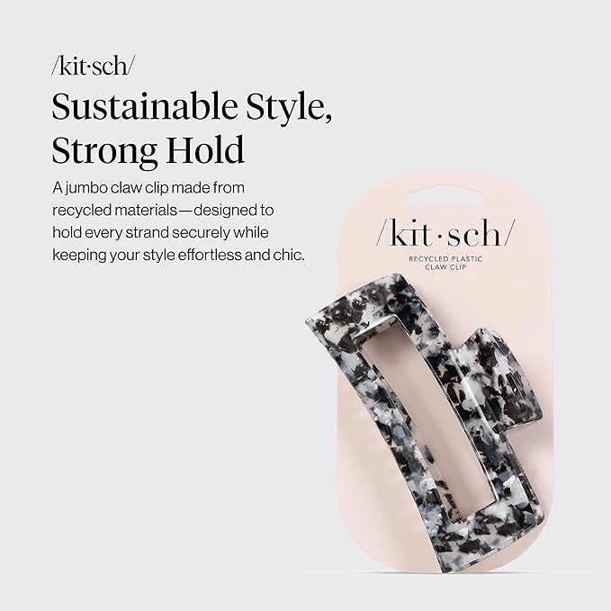 Kitsch Jumbo Hair Clip for Women – Recycled Plastic Hair Claw Clip | All-Day Strong Hold, Durable Non-Slip Grip for Thick & Thin Hair | Ideal Gifts for Women and Stocking Stuffers - Black, 1pc