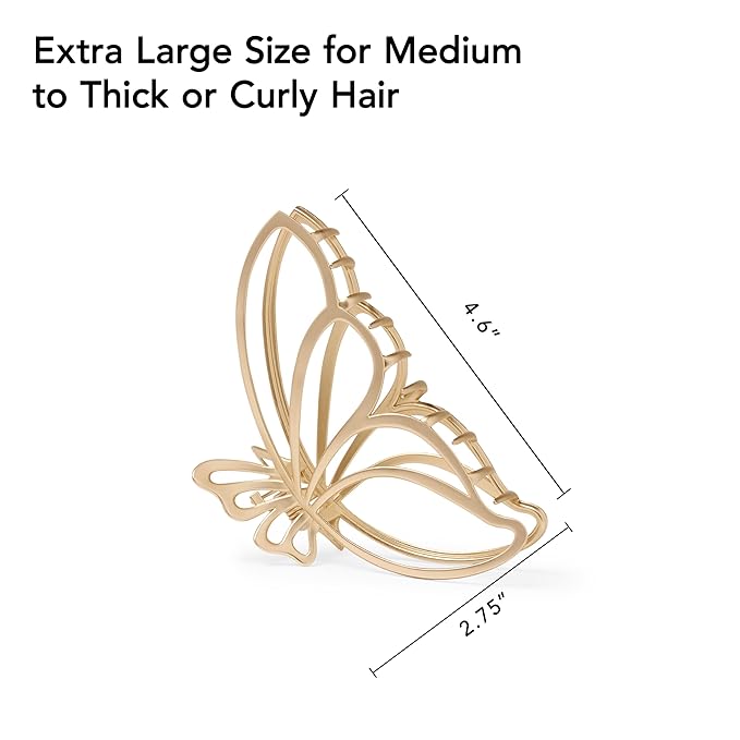 The Hair Edit Gilded Wing Clip – Large Chic Gold Metal Hair Clip for Women, Hair Accessory for Styling & Everyday Wear, Clip For Medium,Thick or Curly Hair, Ideal Gift For Women, Perfect for Updos