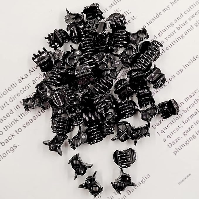 50 PCS Mini Hair Claw Clips， Bangs Strong Grip Multifunction Clamp Clips. (Black)