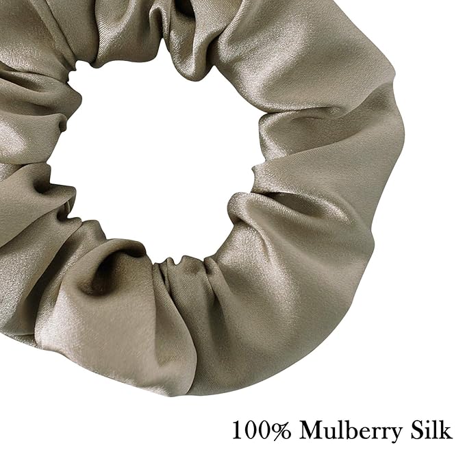 Mulberry Silk Hair Ties, Frizz Prevention and No Damage, Sleep and Night Accessories for Women (Apricot) - 3 Pack
