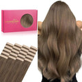 WENNALIFE Tape in Hair Extensions Human Hair, 20pcs 50g 14 inch Light Ash Brown Remy Hair Extensions Straight Human Hair Tape in Extensions Skin Weft Tape Extensions Human Hair
