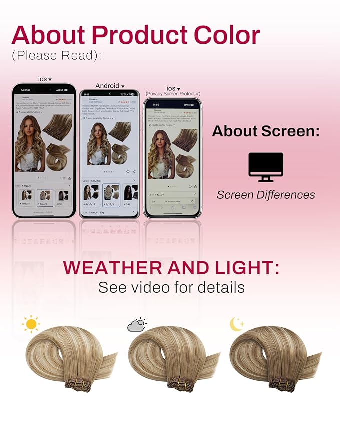 Moresoo Seamless Clip in Human Hair Extensions Light Brown to Medium Blonde Balayage Clip in Brown Blonde Hair Extensions for Women Remy Human Hair Clip ins Invisible 120g/7pcs 20 inch