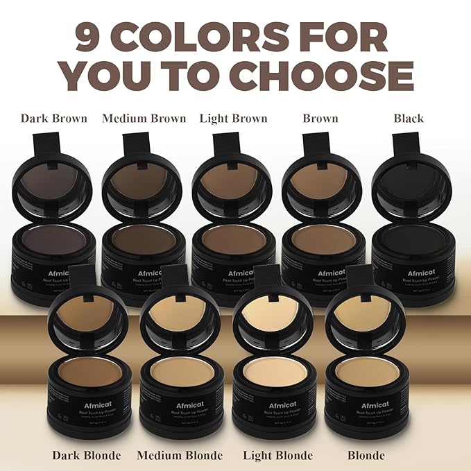 Instant Hairline Powder, Root Touch Up Hair Color for Gray Coverage and Thinning Hair, Root Cover Up Conceals Hair Loss & Bald Spots, Natural and Non-Greasy Hair Color for Women & Men, Medium-Brown