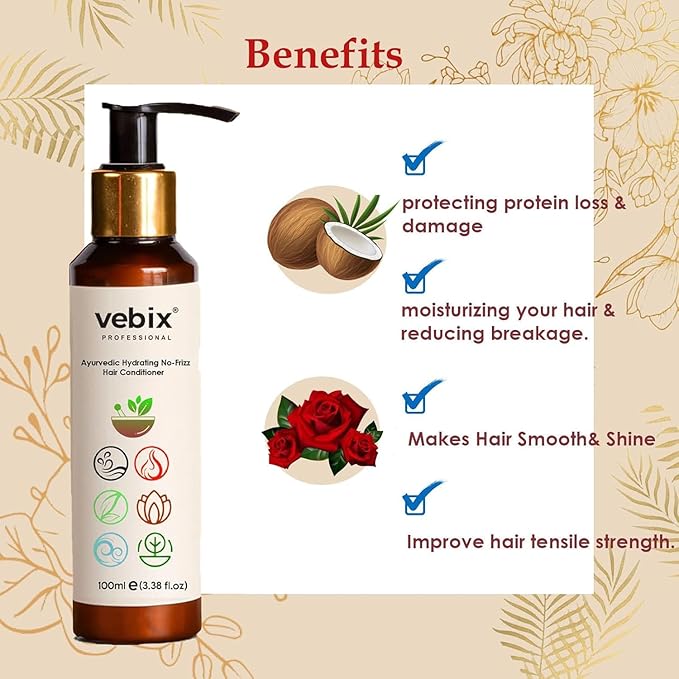 VebixProfessional Customized HairFall Control Regimen All Hair-Ayurvedic 2 Product Kit- Anti Hairfall Shampoo & Hair Keratin Conditioner - All Hair Types, (6.76 Fl.oz)