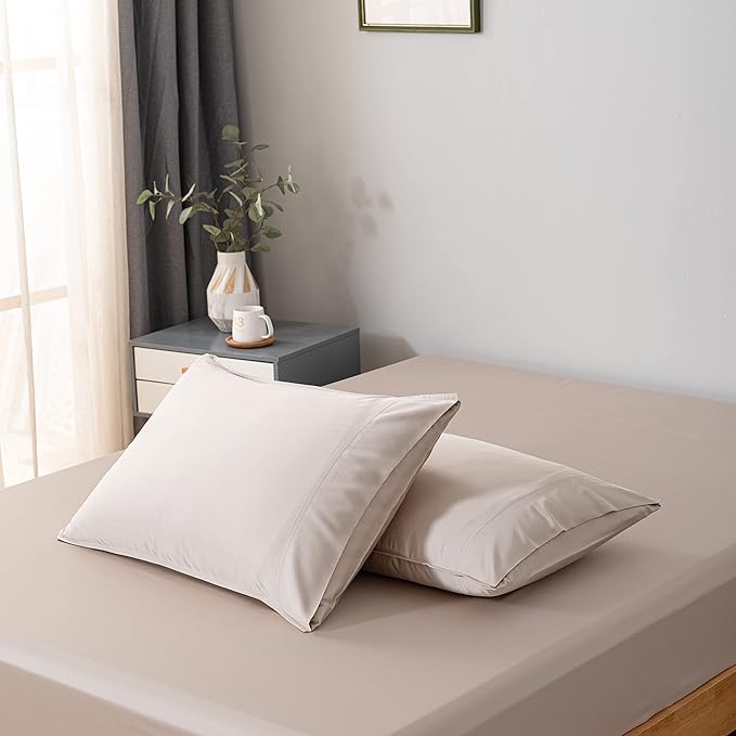 Bella Coterie | Luxury Bamboo Viscose Standard Size Pillowcase Set | 100% Organically Grown | Ultra Soft | Cooling | 2 Pcs [Dune]