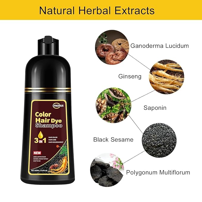 Dark Chocolate Hair Dye Shampoo 3 in 1, 100% Gray Coverage ， Instant Natural Hair Color for Men & Women,Root Touch Up for All Hair Types – Easy Application, Dark Brown Color champu para canas 500ml