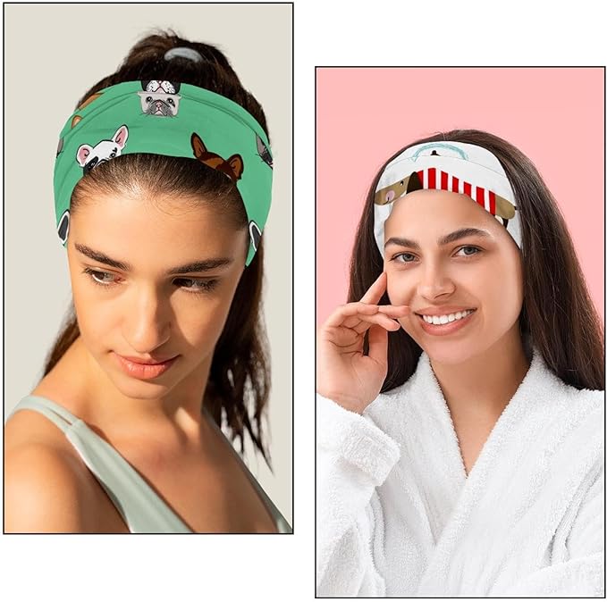 6 Pcs Stretchy Headbands for Women, Absorbed Sport Headband Soft Twist Knotted Headbands for Daily Life Yoga Workout, Dogs Collection Multi Animal