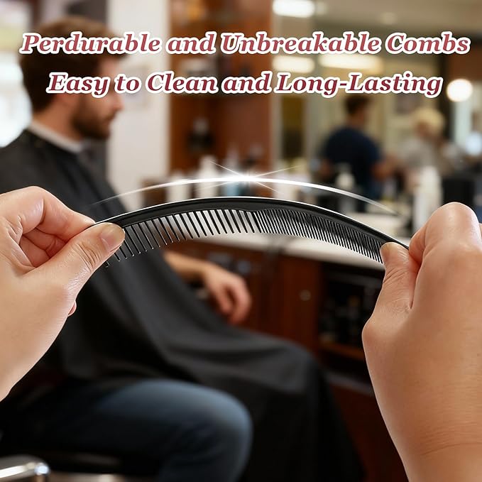 2Pcs Hair Combs for Women and Men，Combs for Hair Stylist, Professional Black Carbon Fiber Teasing Comb，Fine and Wide Tooth Barber Comb for All Hair Types（Style 1）