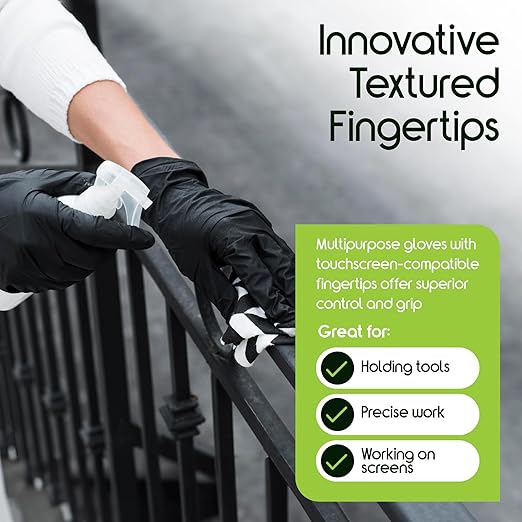 Inspire Case of 1000 Nitrile Gloves | THE ORIGINAL Quality Black Disposable Glove Latex Free | 4.5 Medical Cooking Cleaning Mechanic (Black Size XXL)