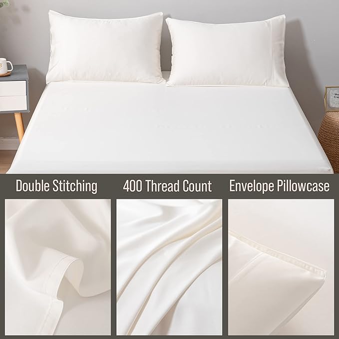 Bella Coterie | Luxury Bamboo Viscose Standard Size Pillowcase Set | 100% Organically Grown | Ultra Soft | Cooling | 2 Pcs [Ivory]
