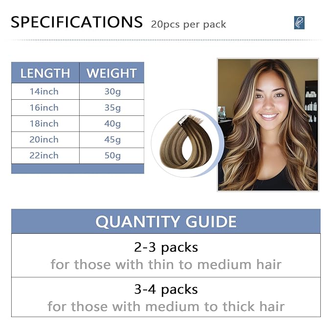COOKAYU Tape in Human Hair Extensions, Invisible Tape in Extensions Medium Brown to Caramel Blonde 16Inch 35g 20pcs Injected Human Hair Seamless Invisi Edge Tape