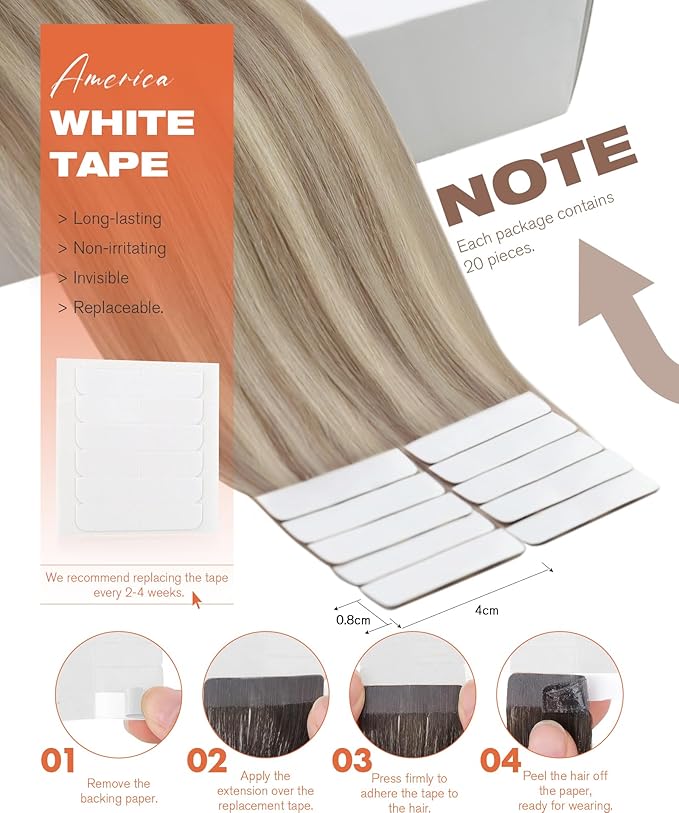 Sunny Hair Blonde Tape in Hair Extensions Human Hair Ash Blonde Highlight Bleach Blonde Hair Extensions Tape in 22 Inch Remy Tape in Txtensions for Women Wedding 20Pcs 50g