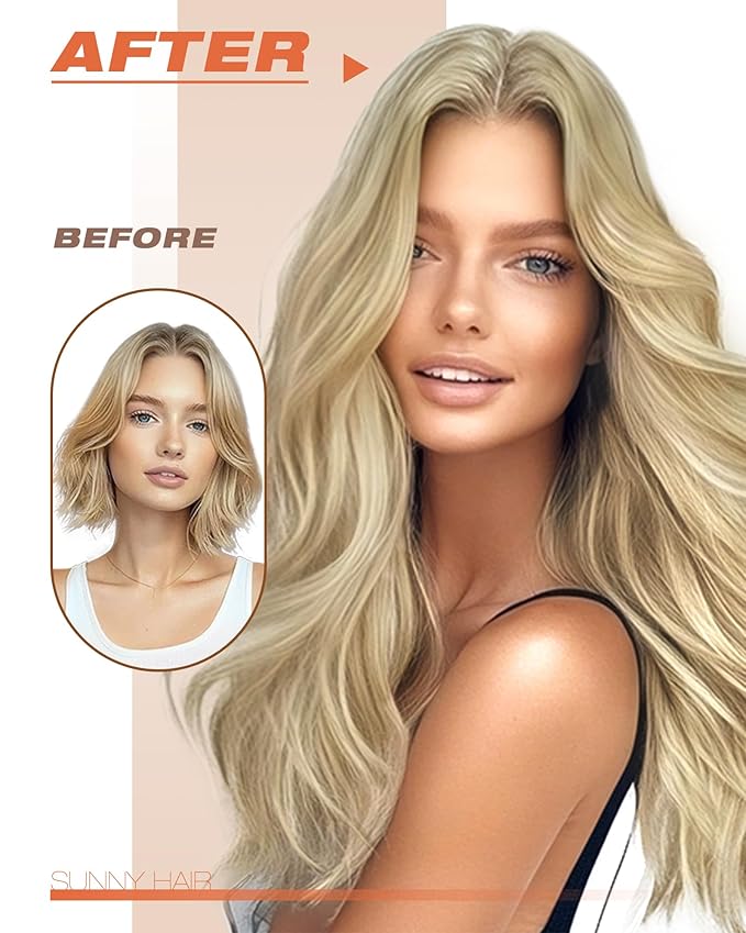 Sunny Hair Tape in Hair Extensions Real Human Hair Invisible Remy Hair Extensions Tape ins for Women Golden Blonde Highlight Medium Blonde 18 inch 20Pcs 50G