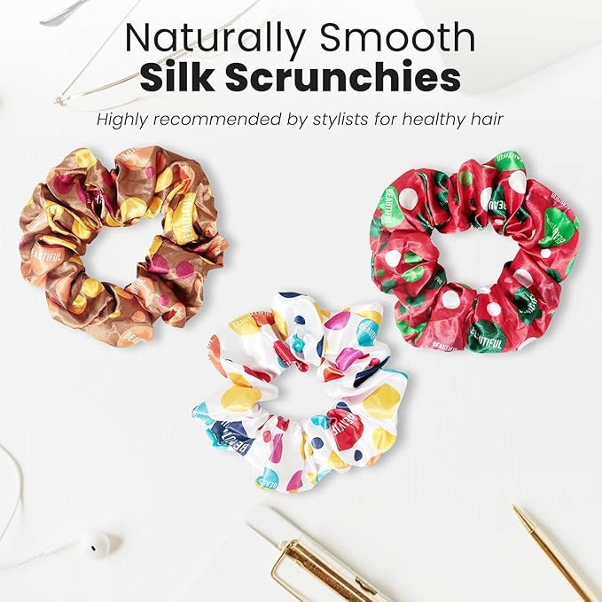 cute design scrunchies for all hair type elastic hair band great for ponytails XL srcunchies set these soft hair ties is great for every occasion (polka dot)