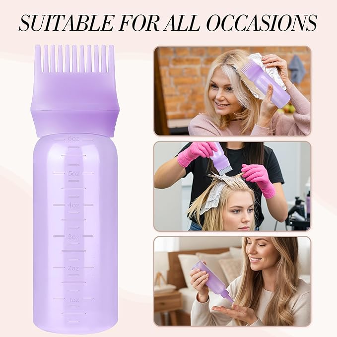 Pimoys Hair Oil Applicator Bottles Dye Brush for Women Scalp, Hair Color Products Things with Root Comb Hair Dye Tools, Purple