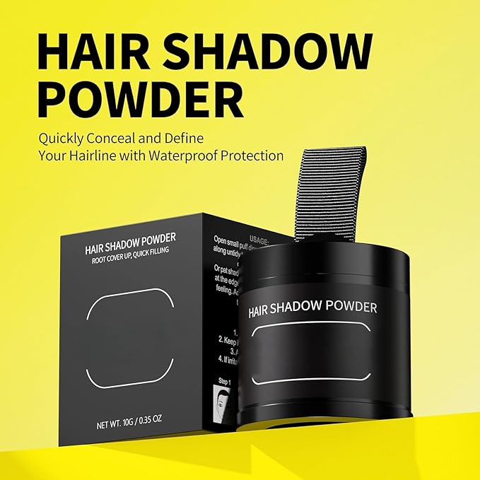 Gowwim Root Touch up Powder, Instantly Gray Hair Cover up Hairline Powder for Women & Men Waterproof and Sweatproof Root Cover Up Long-Lasting for Thinning & Loss Hair (Brown, 10g)