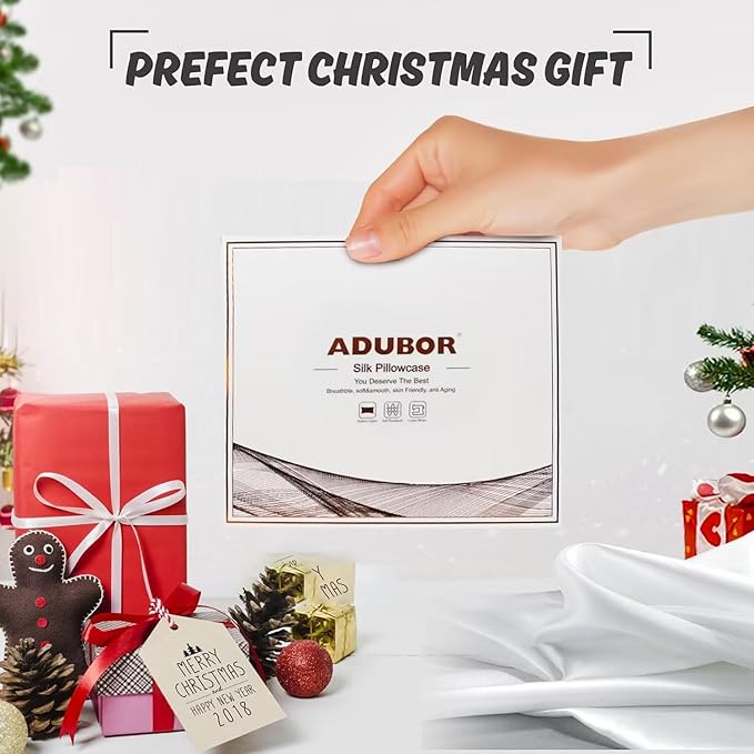 Adubor 100% Silk Pillowcase - Mulberry Silk Pillow Cases, 23 Momme 6A Grade Fibers, Silk Pillow Case for Hair and Skin Health, with Hidden Zipper (Standard: 20''x26'', Lvory White, 2PC)