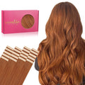 WENNALIFE Tape in Hair Extensions Human Hair, 20pcs 60g 26 inch Dirty Ginger Remy Hair Extensions Straight Human Hair Tape in Extensions Skin Weft Tape Extensions Human Hair