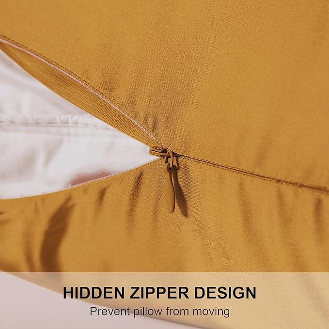 Mulberry Silk Pillowcase for Hair and Skin,Queen Size Cooling Silk Pillow Case with Hidden Zipper,Allergen Proof Dual Sides Soft Breathable Smooth Silk Pillow Cover for Women(Queen,Golden)