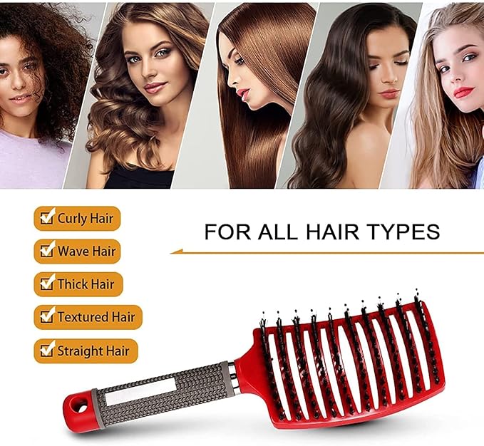 Magical Ultra Detangling Brush for Wet or Dry Hair, Detangler Brush, Fast Drying Styling Massage Hairbrush for Men, Women and Kids (Pink+Purple)