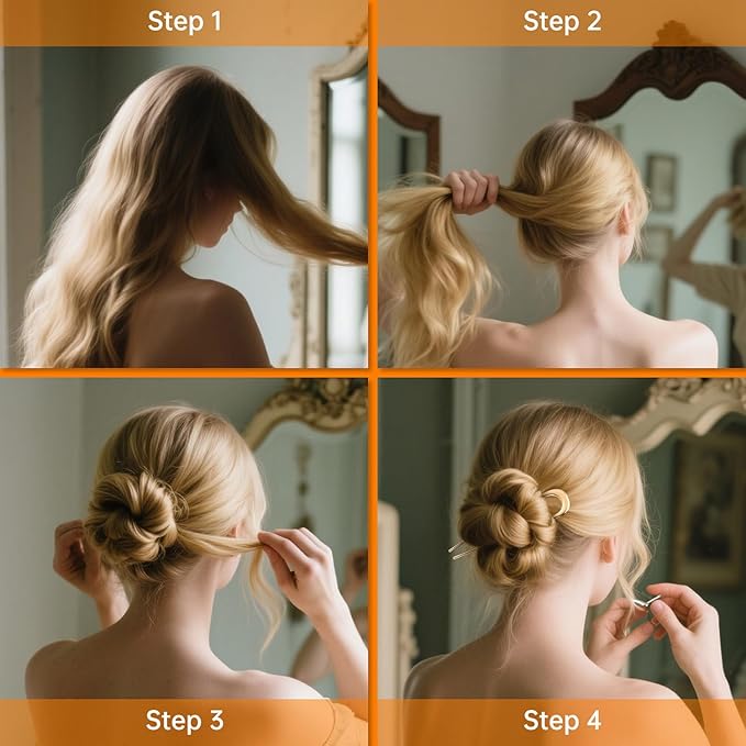 BEoffer French Hair Pin 3PCS Metal Hair Pins for Women Elegant French Twists, Buns and Updos with No Hair Damage, U-shaped French Pin Great Hold and Comfortable Keeps Hair in Place (Black)