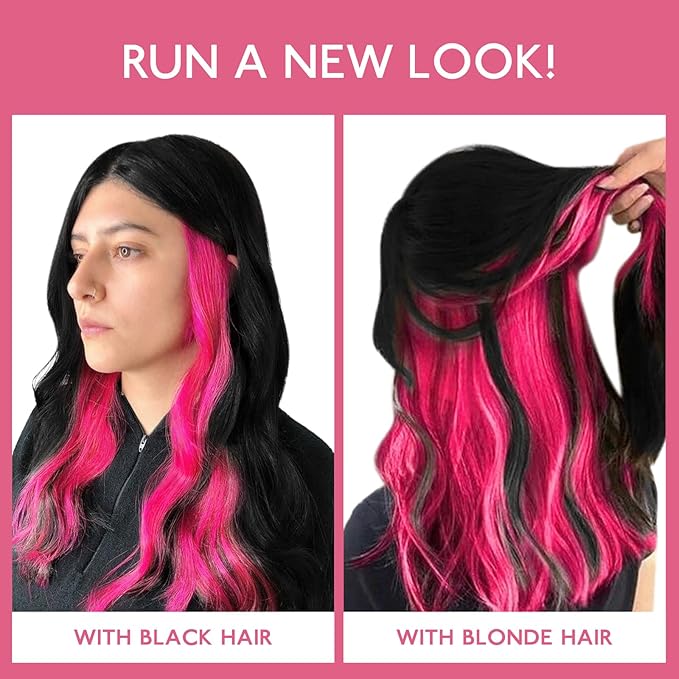 WENNALIFE Hot Pink Clip in Hair Extensions Real Human Hair 35g 6pcs 18 Inch Colored Hair Extensions for Kids Women Colorful Hair Pieces Pop-up Style Straight Extensiones De Cabello Humano Con Clip